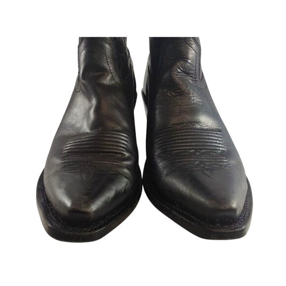 Old West Men's Size 10B Black Leather 14 Inch Embroidered Cowboy Boots - Picture 4 of 14